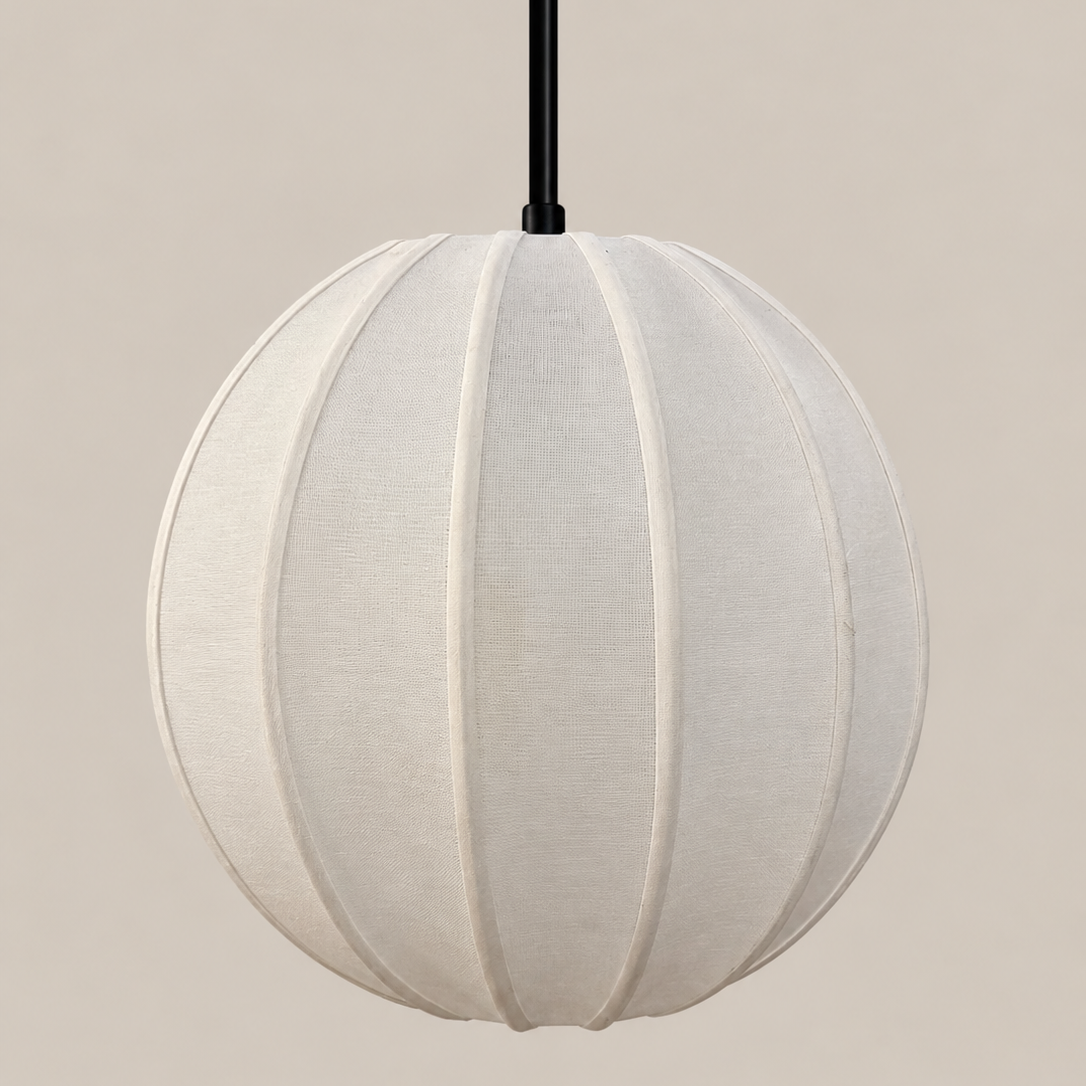 CGC Anica White Round Globe Stretched Fine Cotton Fabric Lampshade