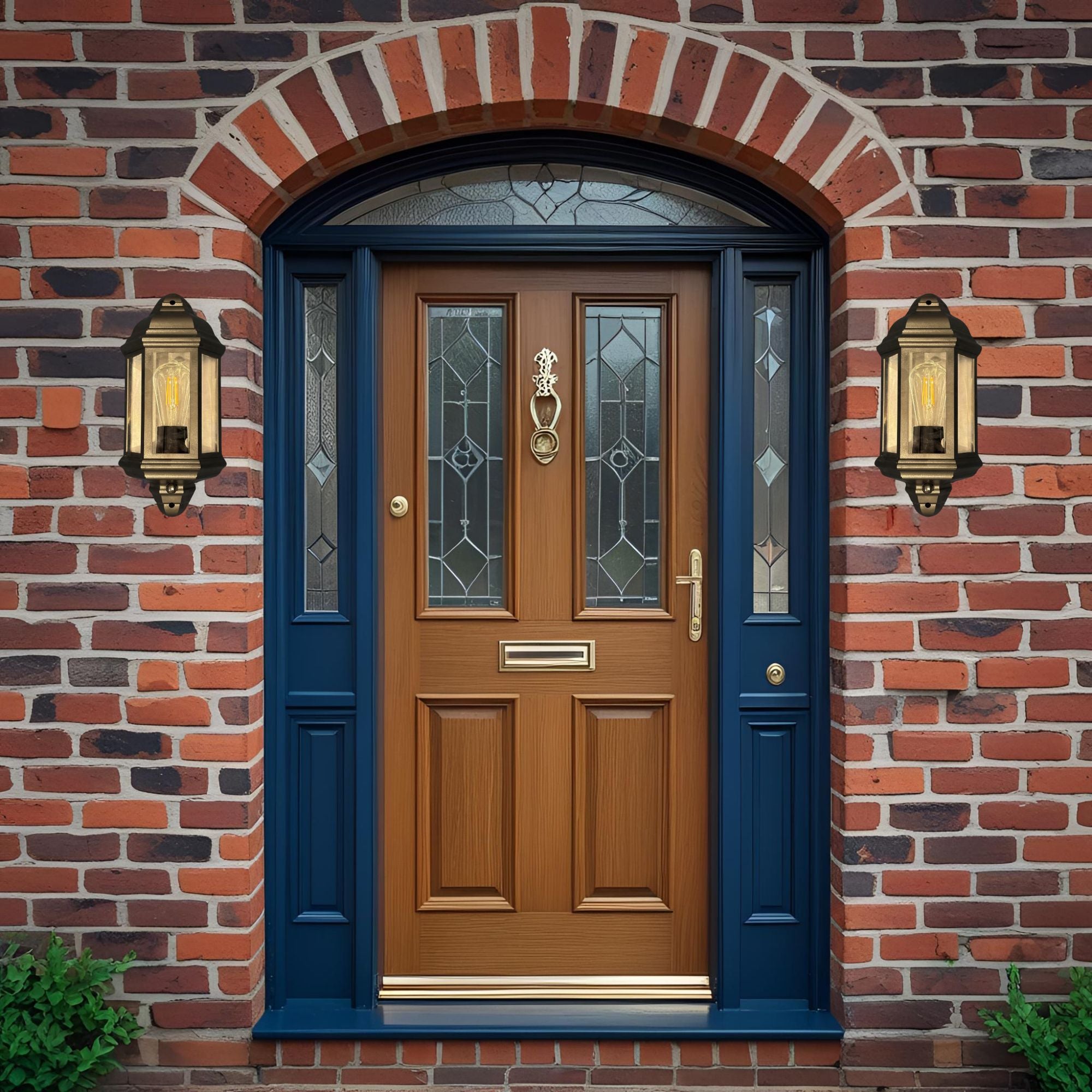 CGC Fred Black Outdoor Half Wall Light Lantern with PIR Motion Sensor