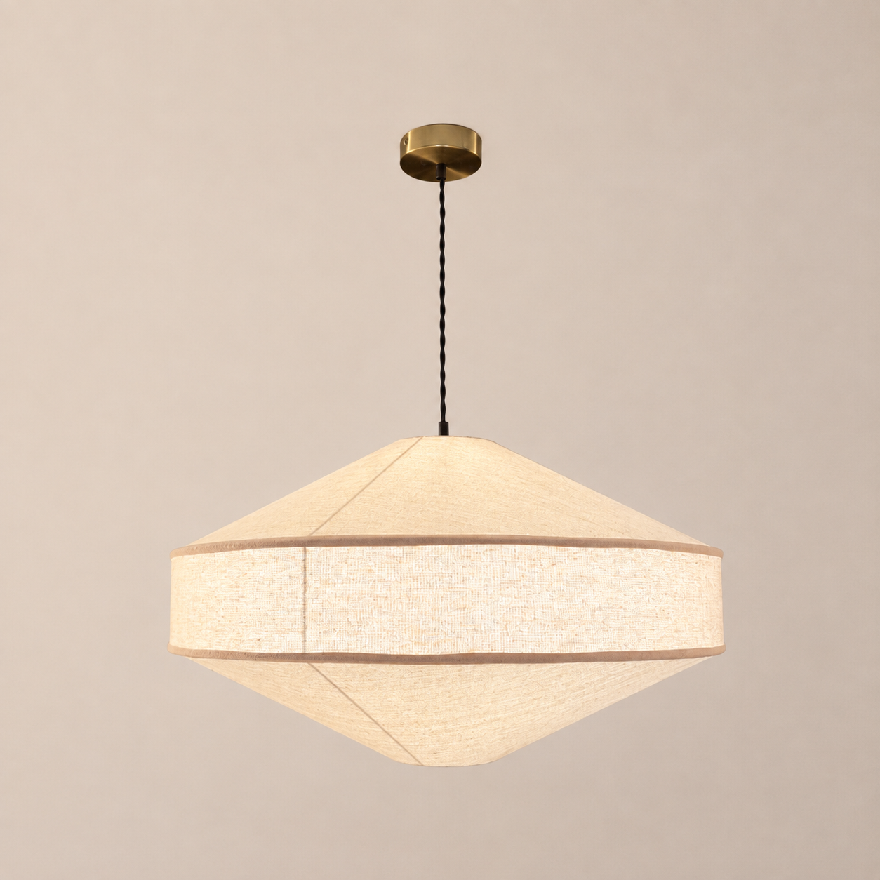 CGC LIBBY Extra Large 60cm Geometric Oatmeal Stretch Linen Fabric Lampshade