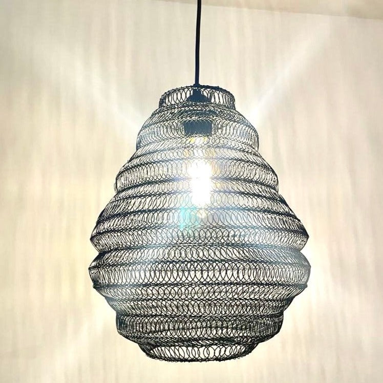 CGC CASABLANCA Medium Black Mesh Moroccan Metal Ceiling Pendant Light and Lamp Shade