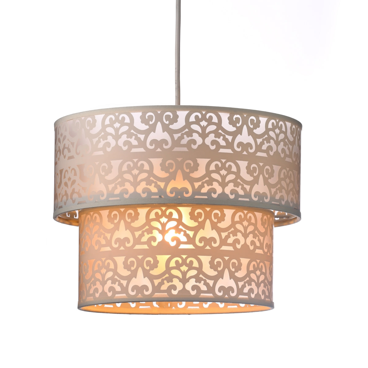 CGC MARY Cream Laser Cut Pattern Tiered Layer Lampshade