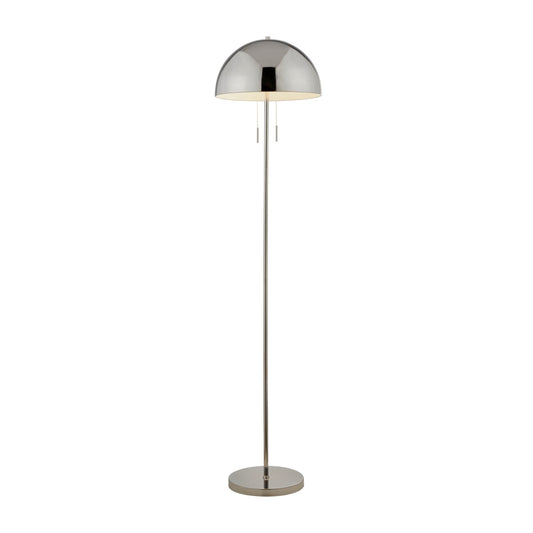 The Hudson floor lamp offers an eye-catching modern accent for any interior space. Crafted from polished chrome, the dome shaped shade emits a soft and subtle glow suitable for brightening any dark corner. Complete with 2 on/off pull switches for ease of use and also allows you to chose the light output either one bulb illuminated or two. Our Husdon floor lamp offers classic, timeless elegance to any contemporary or traditional space.