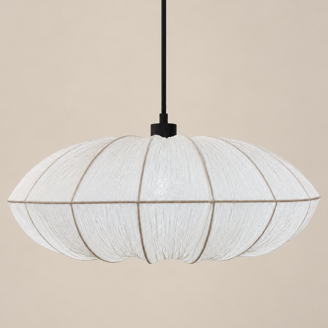 CGC Jade Large 60cm Cream Ruffled Silk Fabric Oval Lampshade