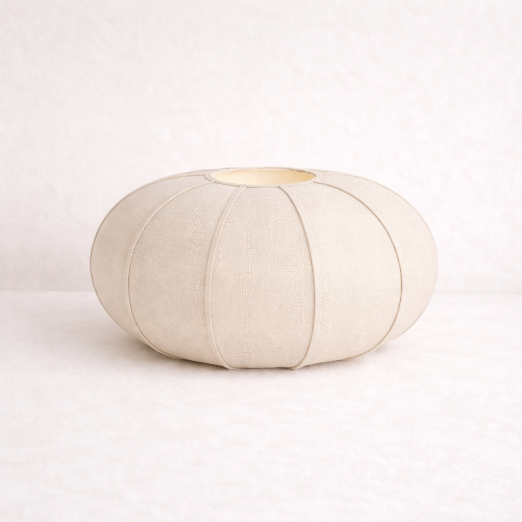 CGC LIBBY Large Oatmeal Rounded Stretch Linen Fabric Lampshade