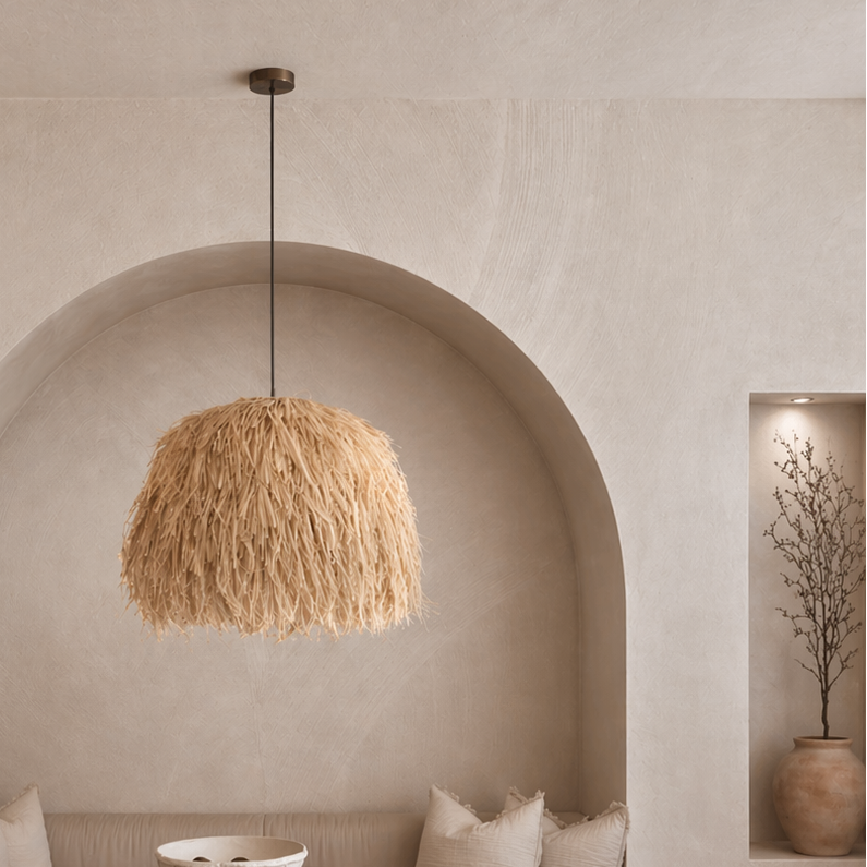 CGC Gilli Large Natural Raffia Grass  67 cm Lampshade Easy Fit Pendant Light Shade