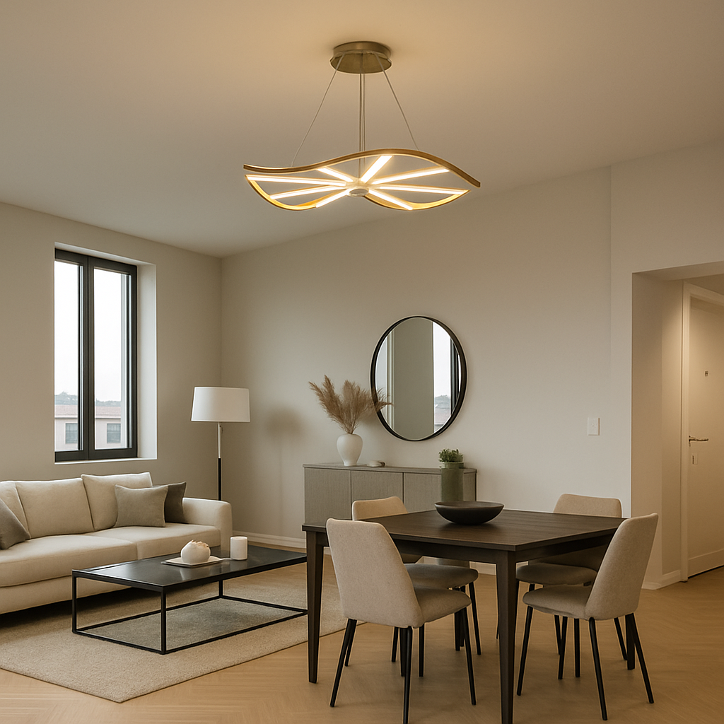 CGC PARAPLU 1 Wave 60cm Satin Gold LED Ceiling Pendant Light Chandelier