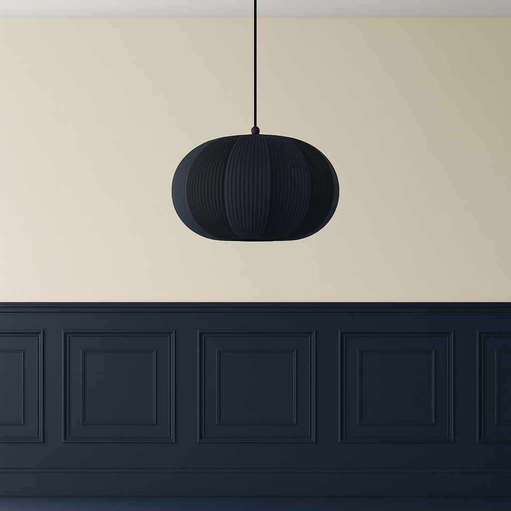 CGC LILA Navy Oval Ribbed Stretch Cotton Fabric Lampshade