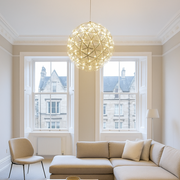 CGC FAWKES Warm White Chrome XX Large 80cm Silver Firework / Starburst Chandelier