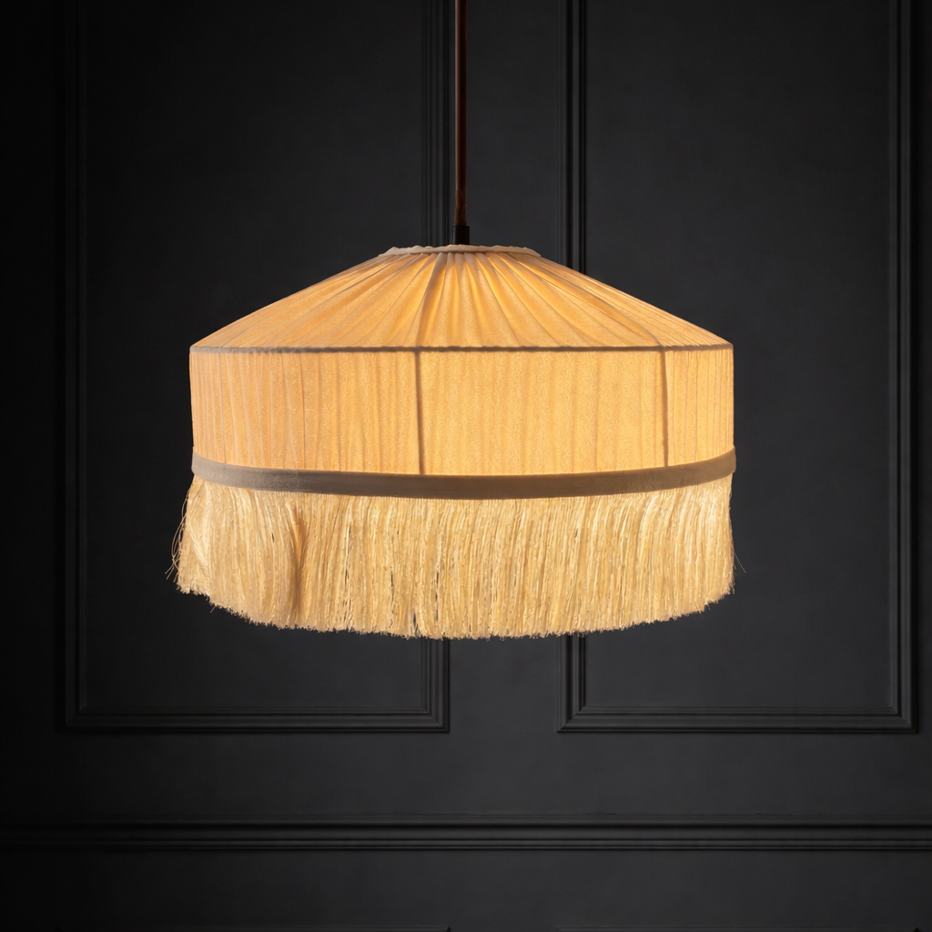 Textured pendant light with a dark background