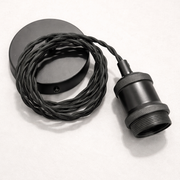 CGC Lacey Matt Black with Black Twisted 1.5m Adjustable E27 Ceiling Cable Pendant and Matching Ceiling Rose