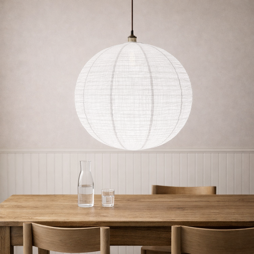 CGC Sybil White Linen Extra Large Round Globe Easy Fit Hand Made Lampshade