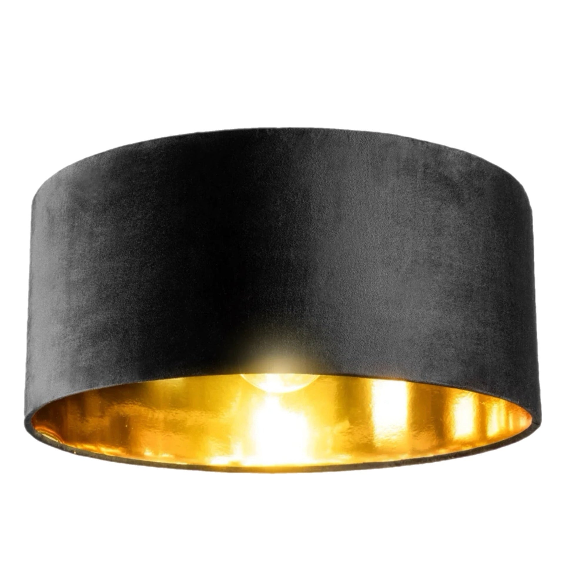 Gray lampshade with a gold interior on a white background