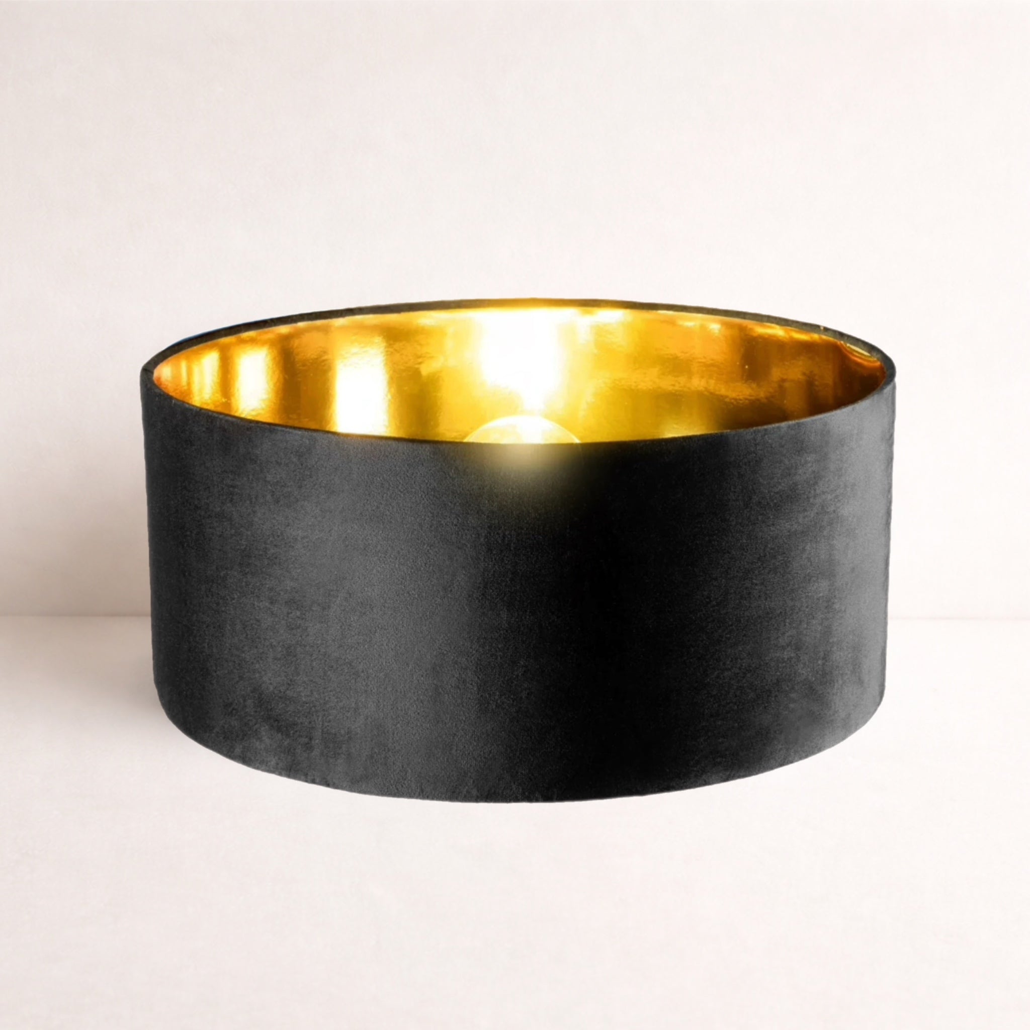 CGC MILANO Black & Gold Large Oversized Velvet Fabric Lamp Shade