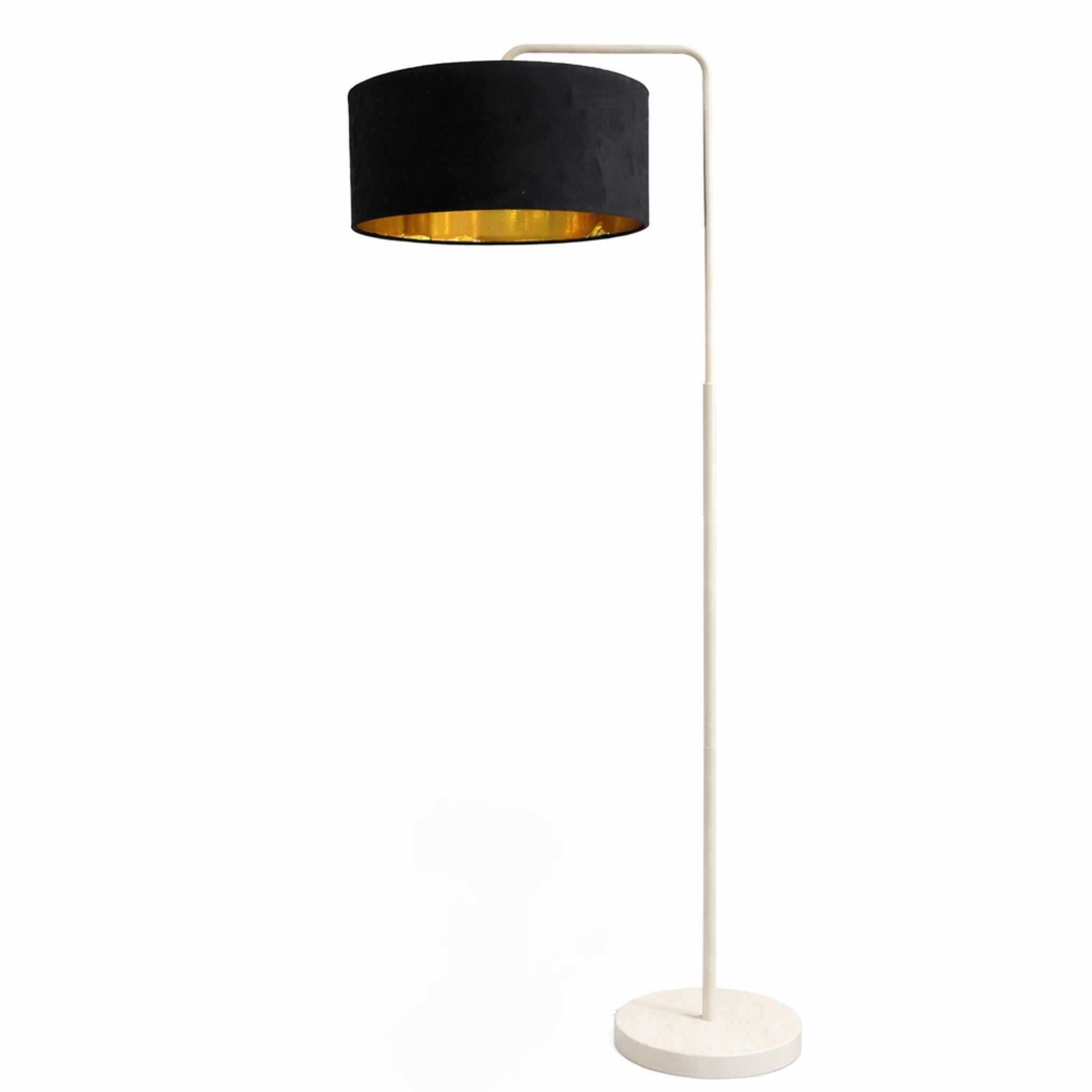 CGC Kyra Cream Angled Floor Lamp with Large 45cm Velvet Lampshade