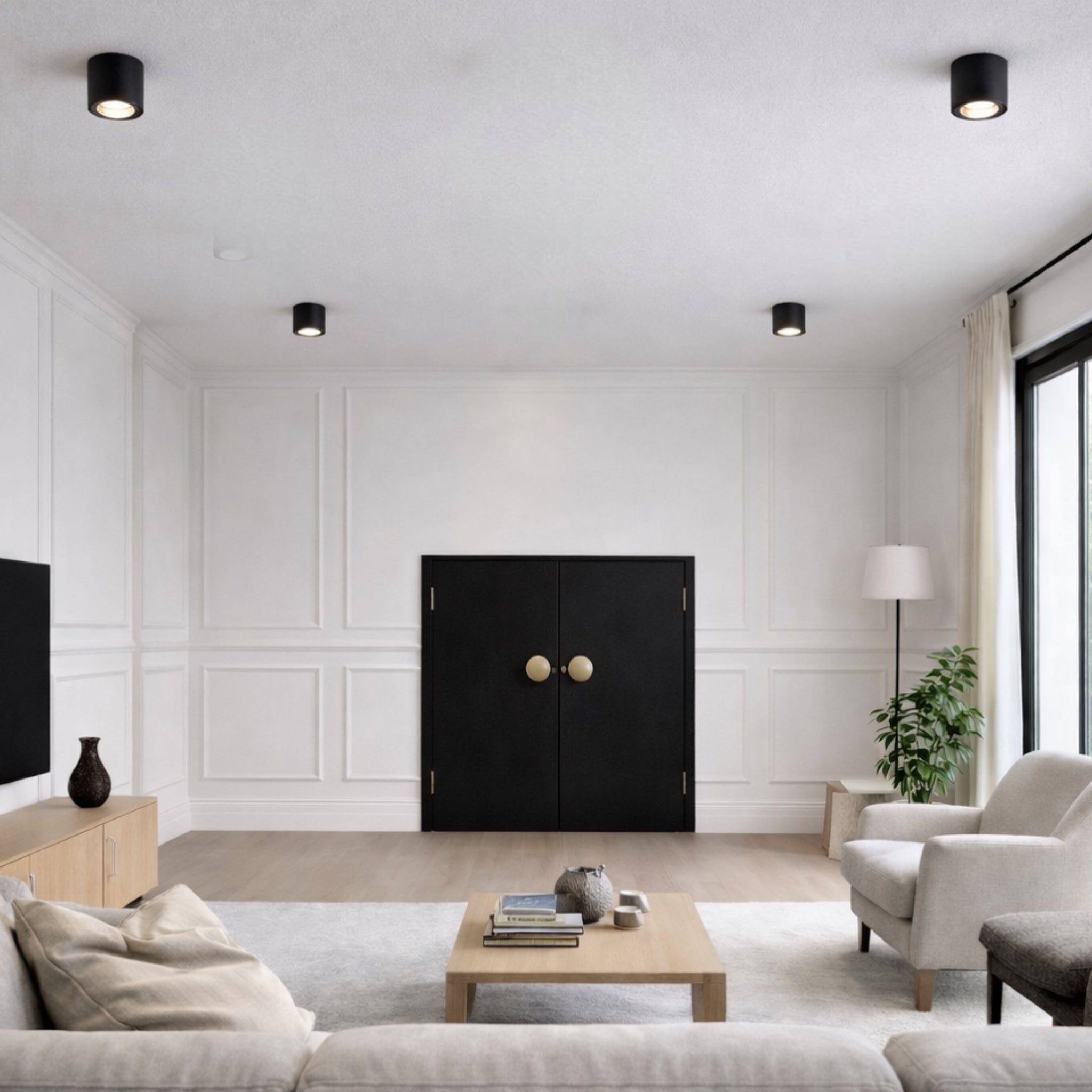 CGC TIPO Black Round Surface Mount GU10 Ceiling Spotlight Downlight