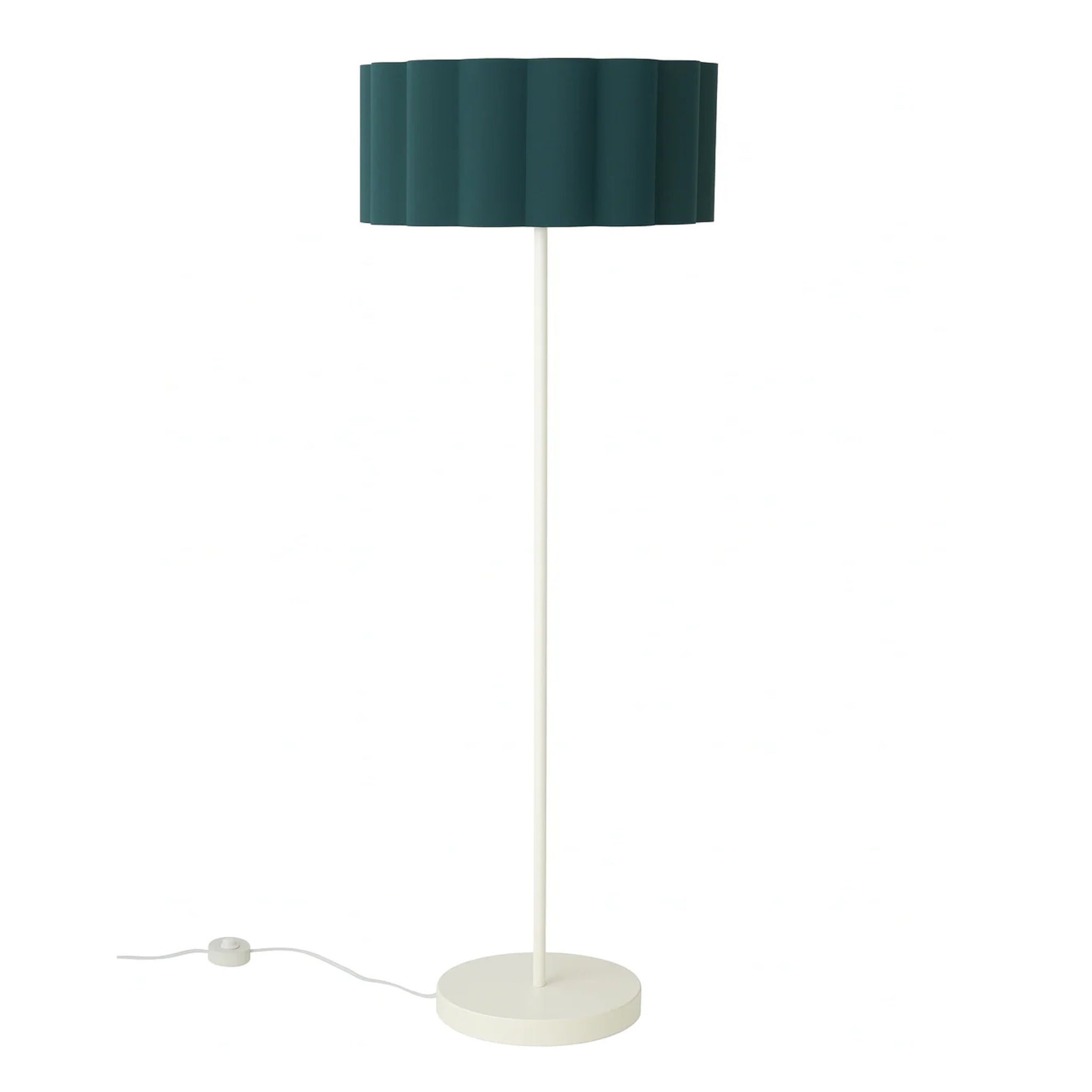 CGC Lena Cream Straight Floor Lamp with Large Scalloped Lampshade