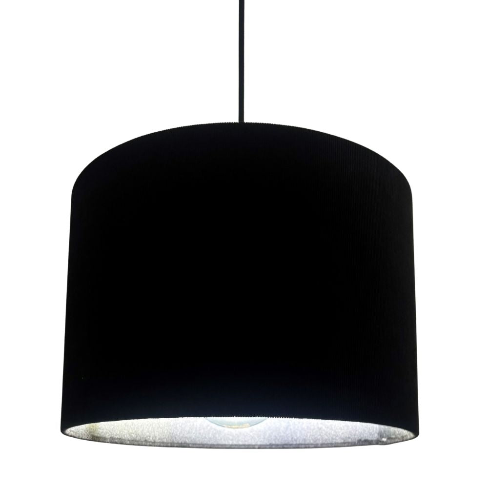 CGC LOLA Black Corduroy 30cm Lampshade Matching Silk Inner
