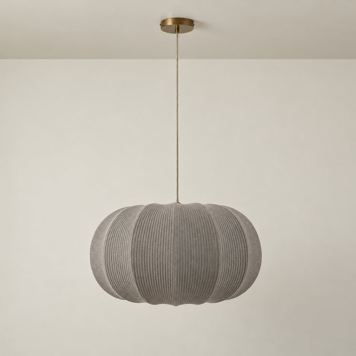 CGC LILA Grey Oval Stretch Ribbed Cotton Fabric Lampshade