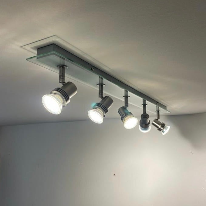 CGC TOP HAT Satin Silver & Glass GU10 Ceiling Bar Spotlight