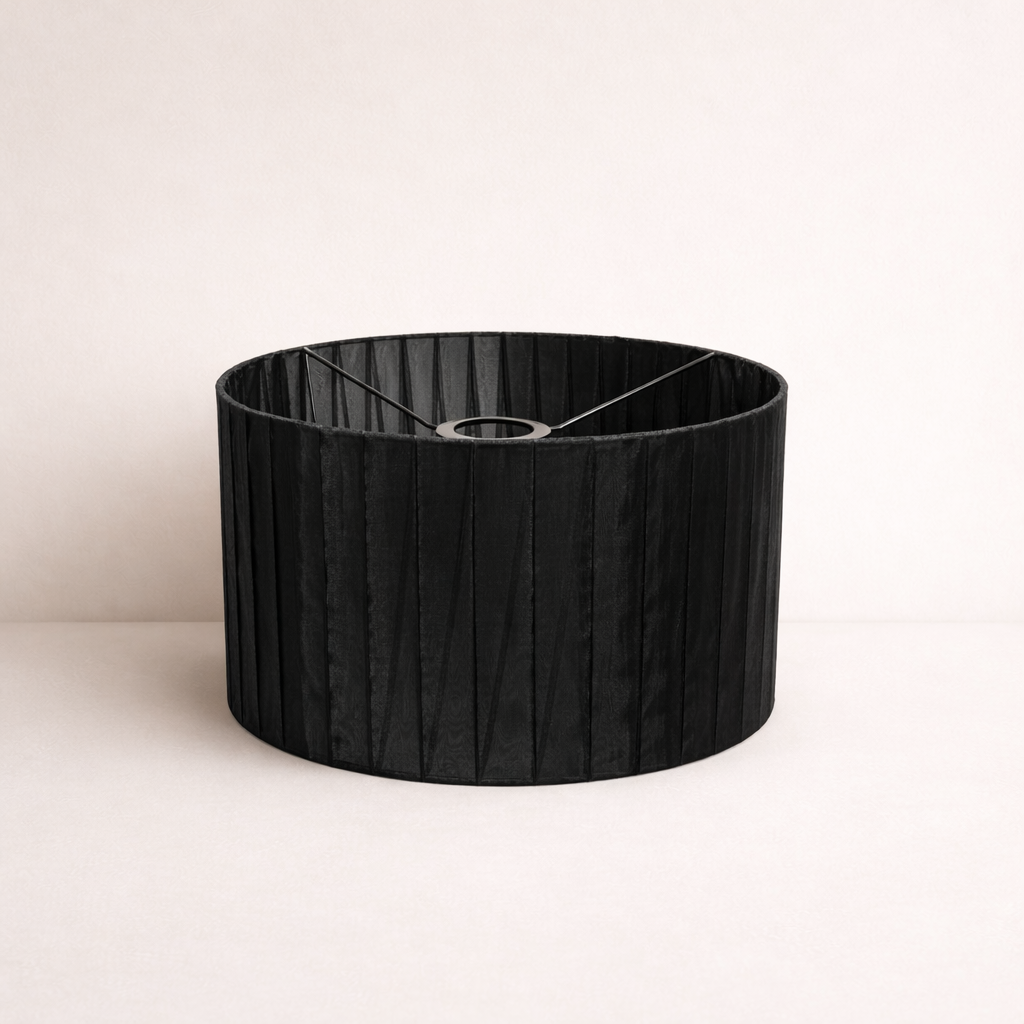 CGC Sylvie Silk Pleated Black Round Drum Lamp Shade