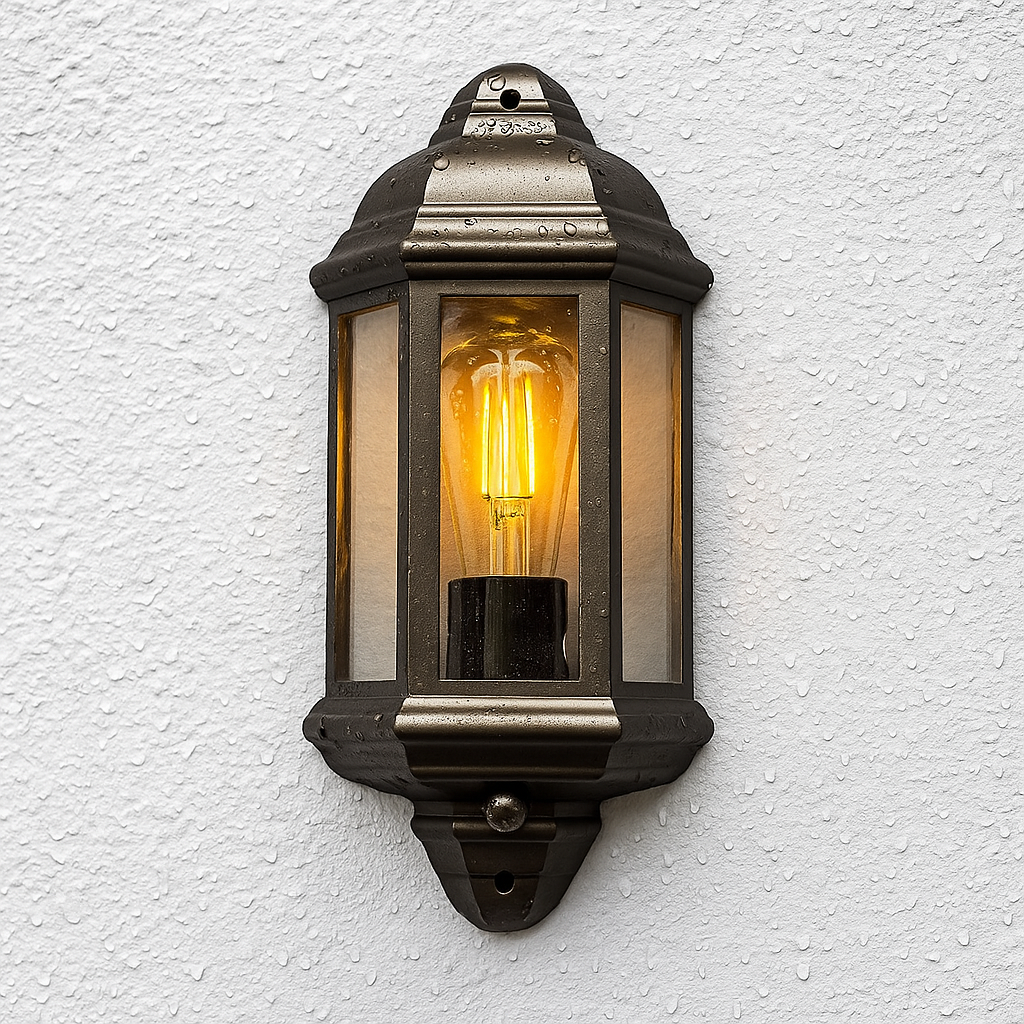 CGC Fred Black Outdoor Half Wall Light Lantern with PIR Motion Sensor