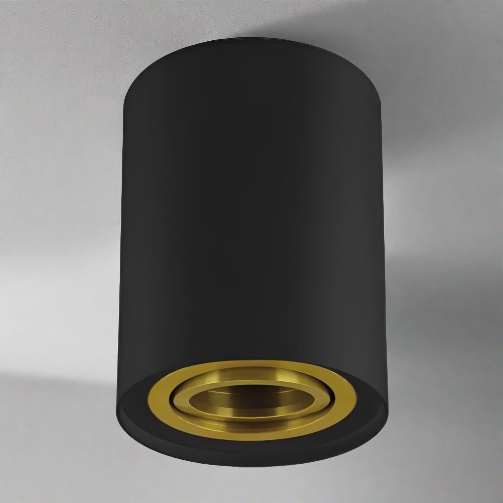 CGC PRINCE Black GU10 Adjustable Surface Ceiling Downlight Flush Spot light with Gold Bezel