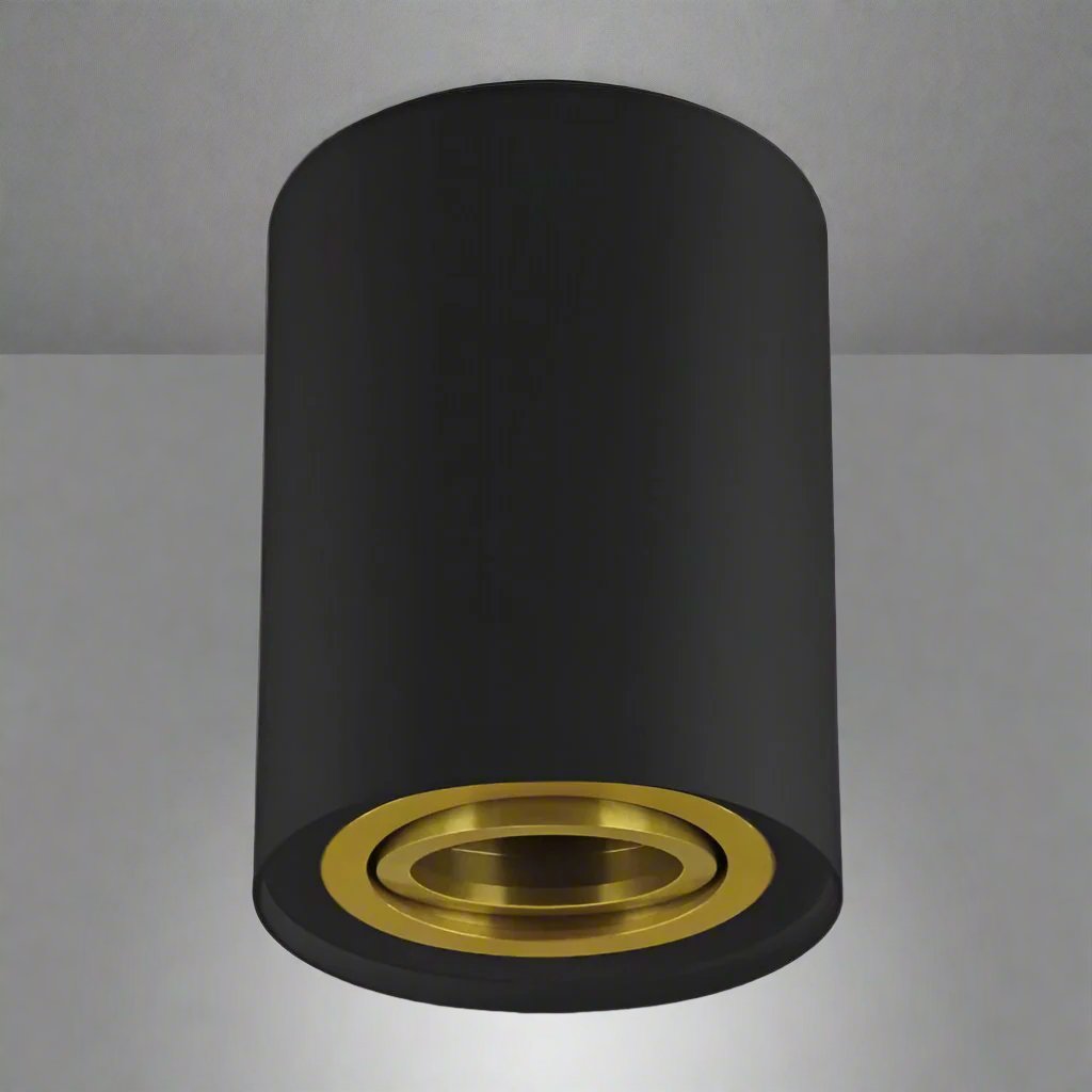 CGC PRINCE Black GU10 Adjustable Surface Ceiling Downlight Flush Spot light with Gold Bezel