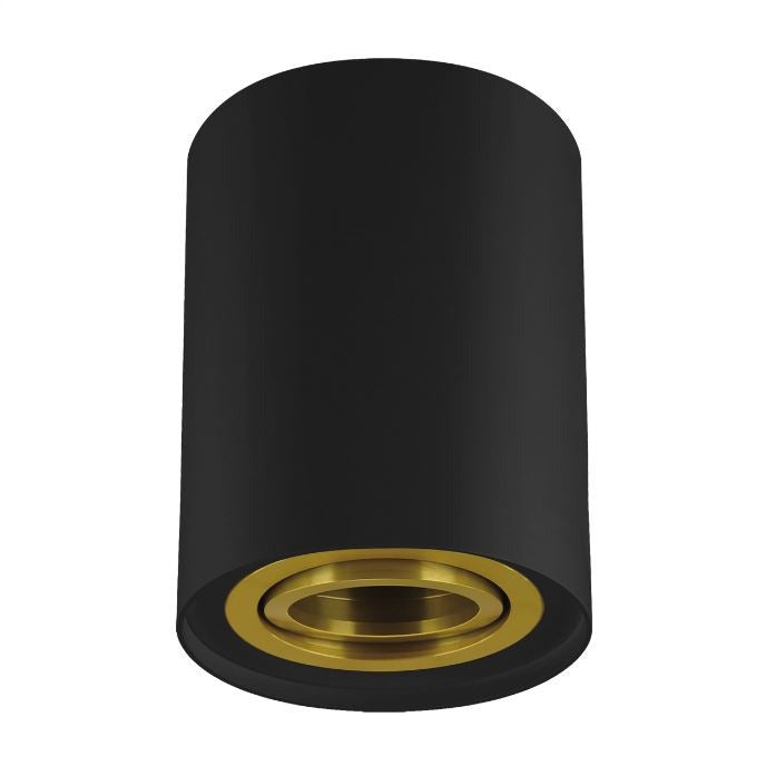 CGC PRINCE Black GU10 Adjustable Surface Ceiling Downlight Flush Spot light with Gold Bezel