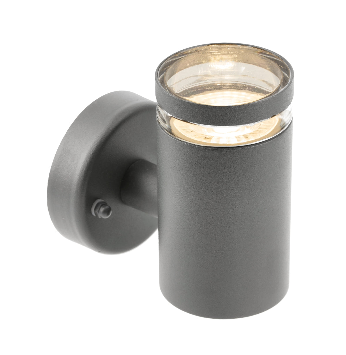 Our Jennifer dark grey outdoor wall mounted cylinder single spot outdoor light would look perfect in a modern or more traditional home design. Outside wall lights can provide atmospheric light in your garden, at the front door or on the terrace as well as a great security solution. It is designed for durability and longevity with its robust material producing a fully weatherproof and water resistant light fitting.