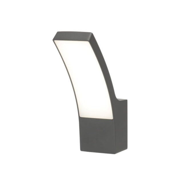 CGC MILLIE Anthracite Dark Grey Curved LED Wall Light Diecast Aluminium Opal Diffuser 4000k IP54