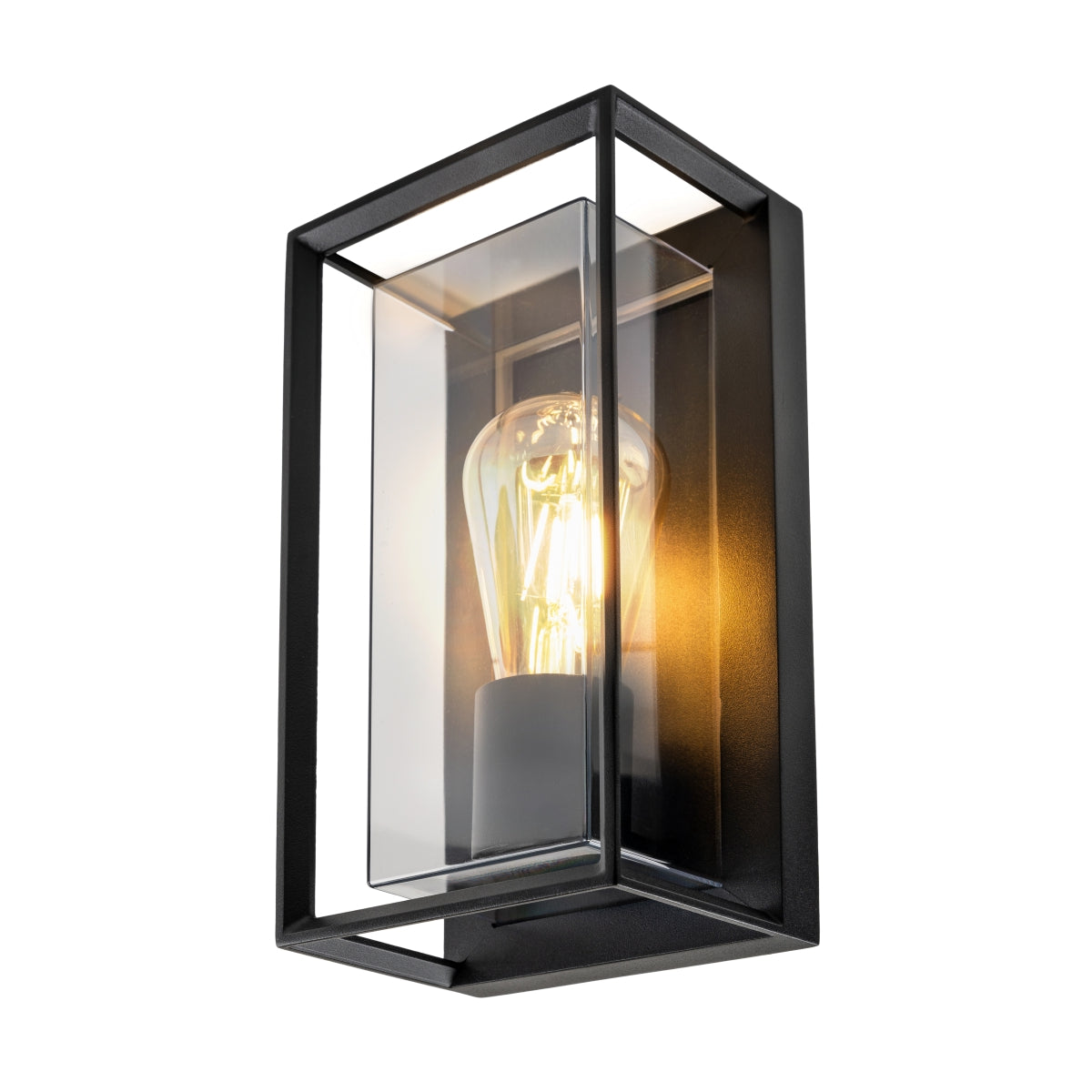 CGC FLORIANA Black Outdoor Wall Light Clear Diffuser E27 Standard Screw IP54