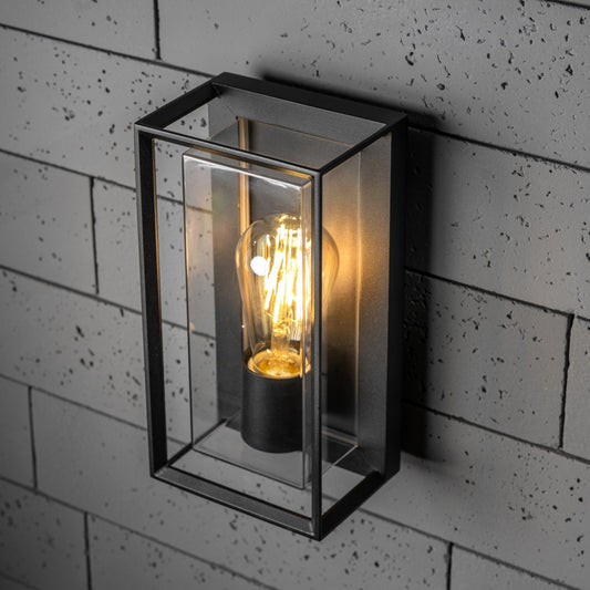 Our Floriana black aluminium outdoor wall mounted lantern outdoor light with clear polycarbonate diffusers would look perfect in a modern or more traditional home design.