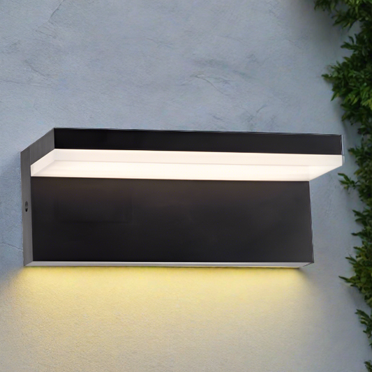 CGC DALLAS Black Rectangular Outdoor Wall Light LED Opal Diffuser 3000k Warm White IP65