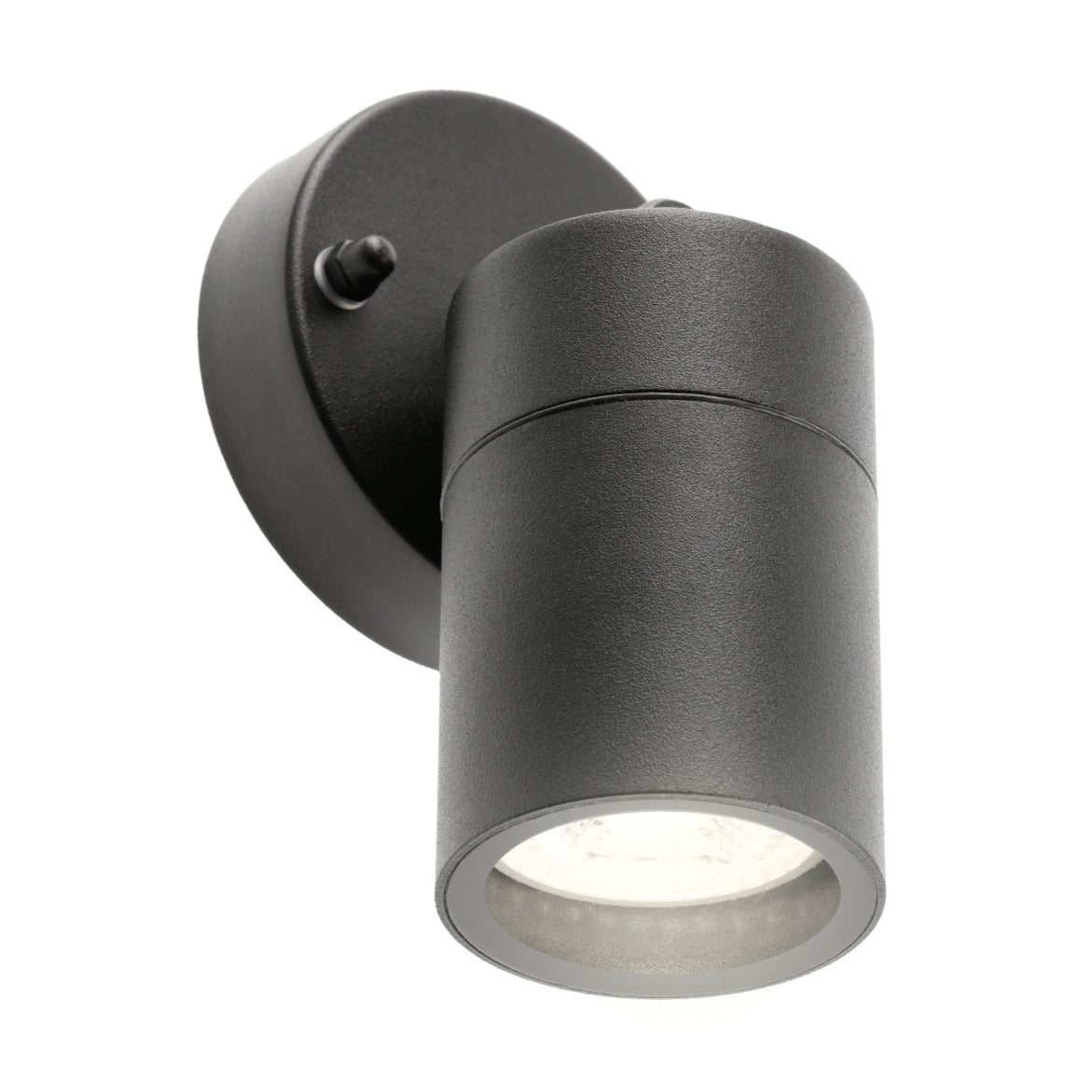 Our Leon outdoor single down light is modern and stylish in its appearance.  It comes in a adjustable cylinder design mounted on a circular back plate and clear glass diffuser. It is designed for durability and longevity with its robust material producing a fully weatherproof and water resistant light fitting