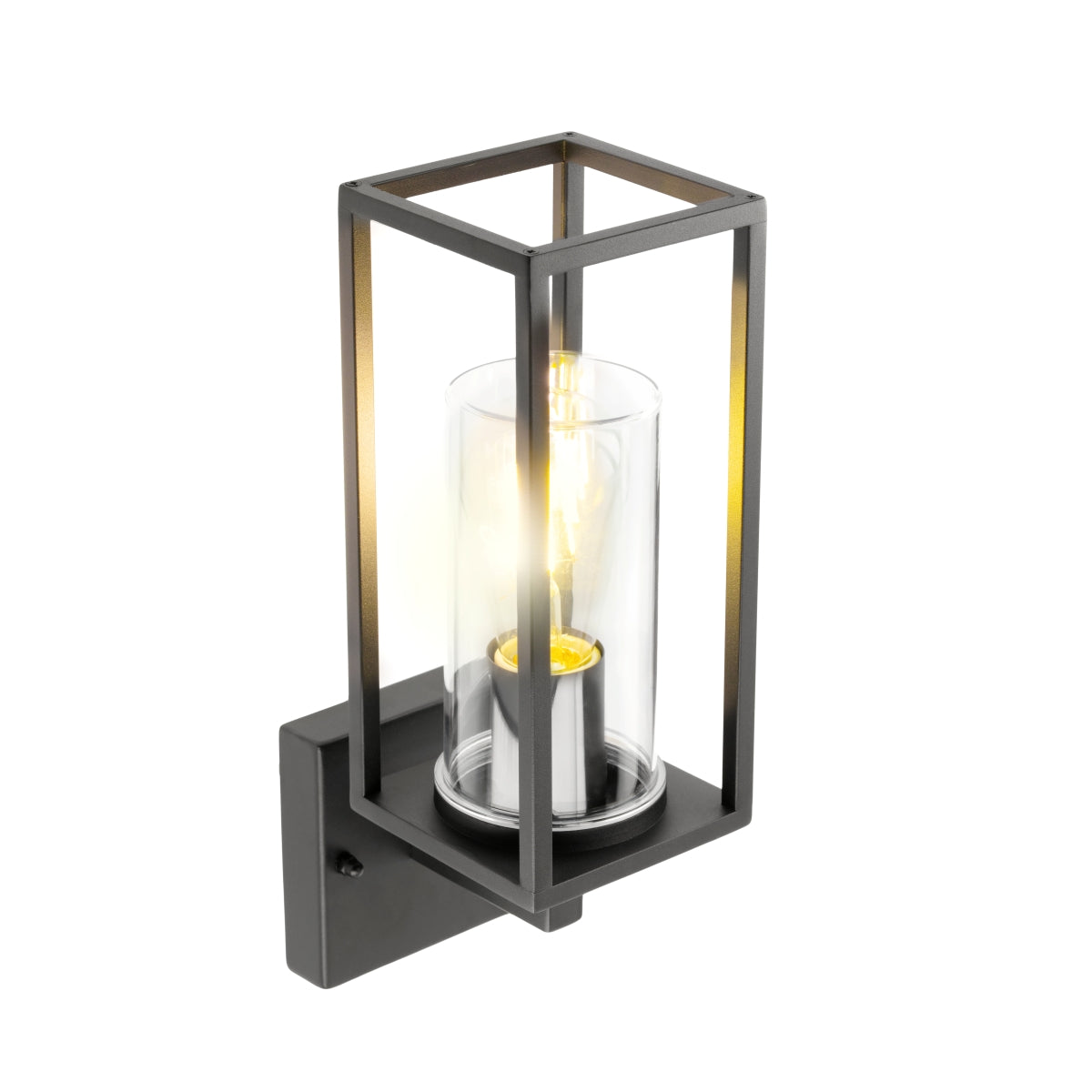 CGC CHLOE Up Black E27 Outdoor Wall Light Lantern Clear Diffuser IP54