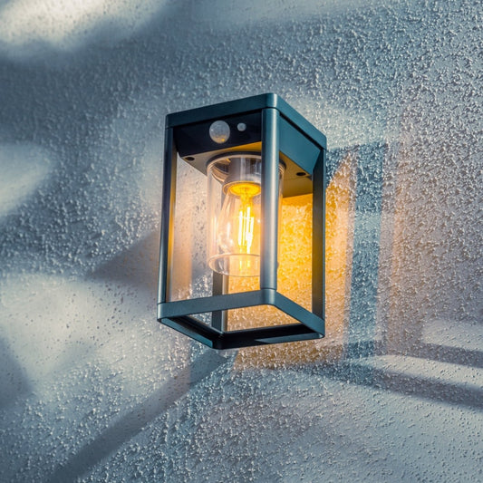 Create an aesthetically pleasing lighting system around your home with our Mase solar lantern light for your walls. This product is featured as an elegant and traditional lantern wall light design, constructed from anthracite grey die cast aluminium and fitted with clear polycarbonate cylinder diffuser