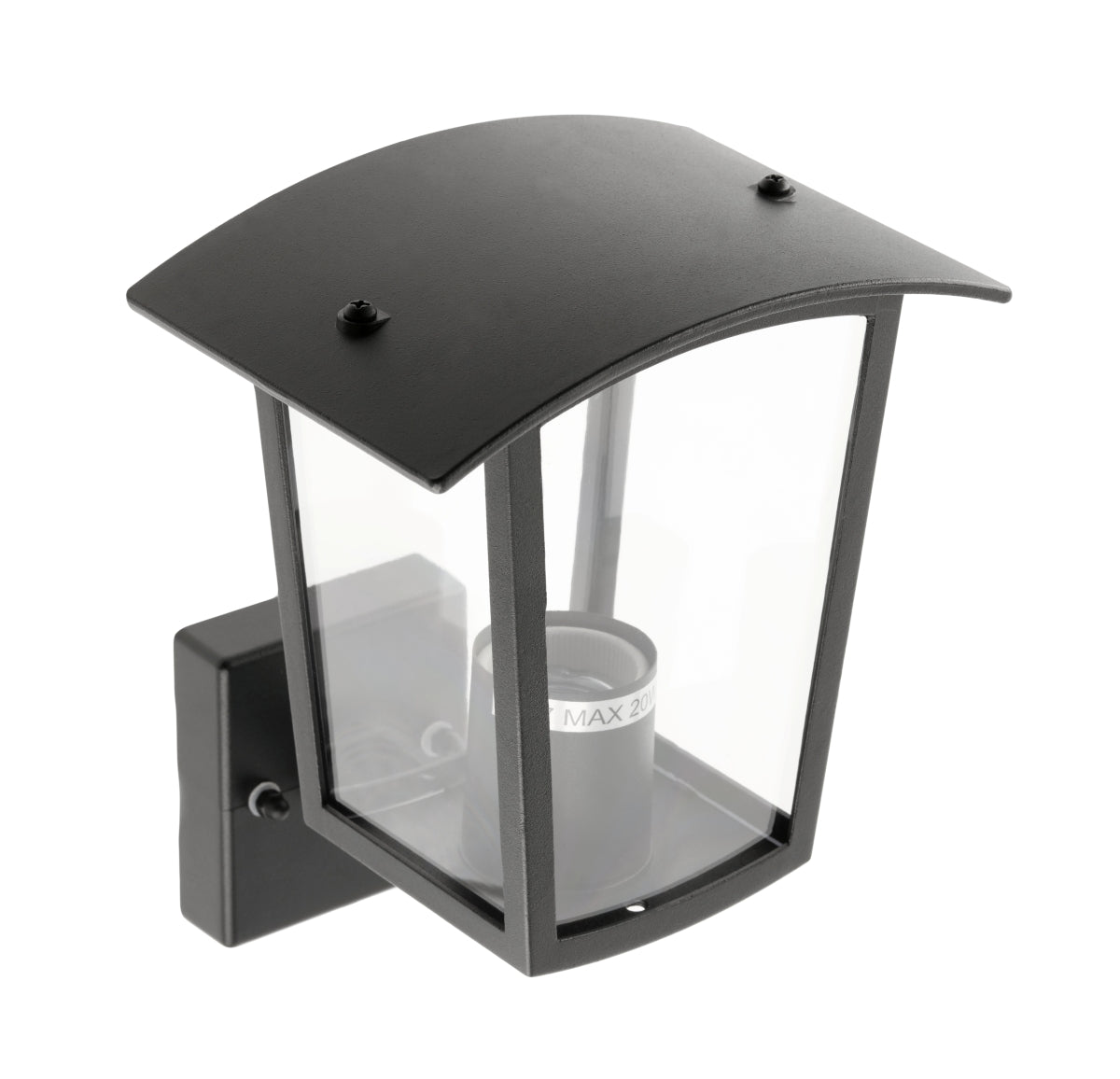 CGC ALLY Black E27 Outdoor Wall Light Lantern Clear Diffuser IP44 Up