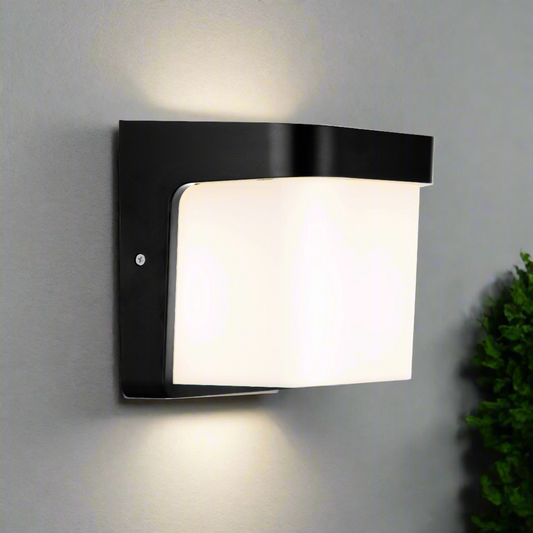 CGC RHEA Black LED Outdoor Wall Light Cube with Opal Diffuser IP54 Polycarbonate Coastal 4000K