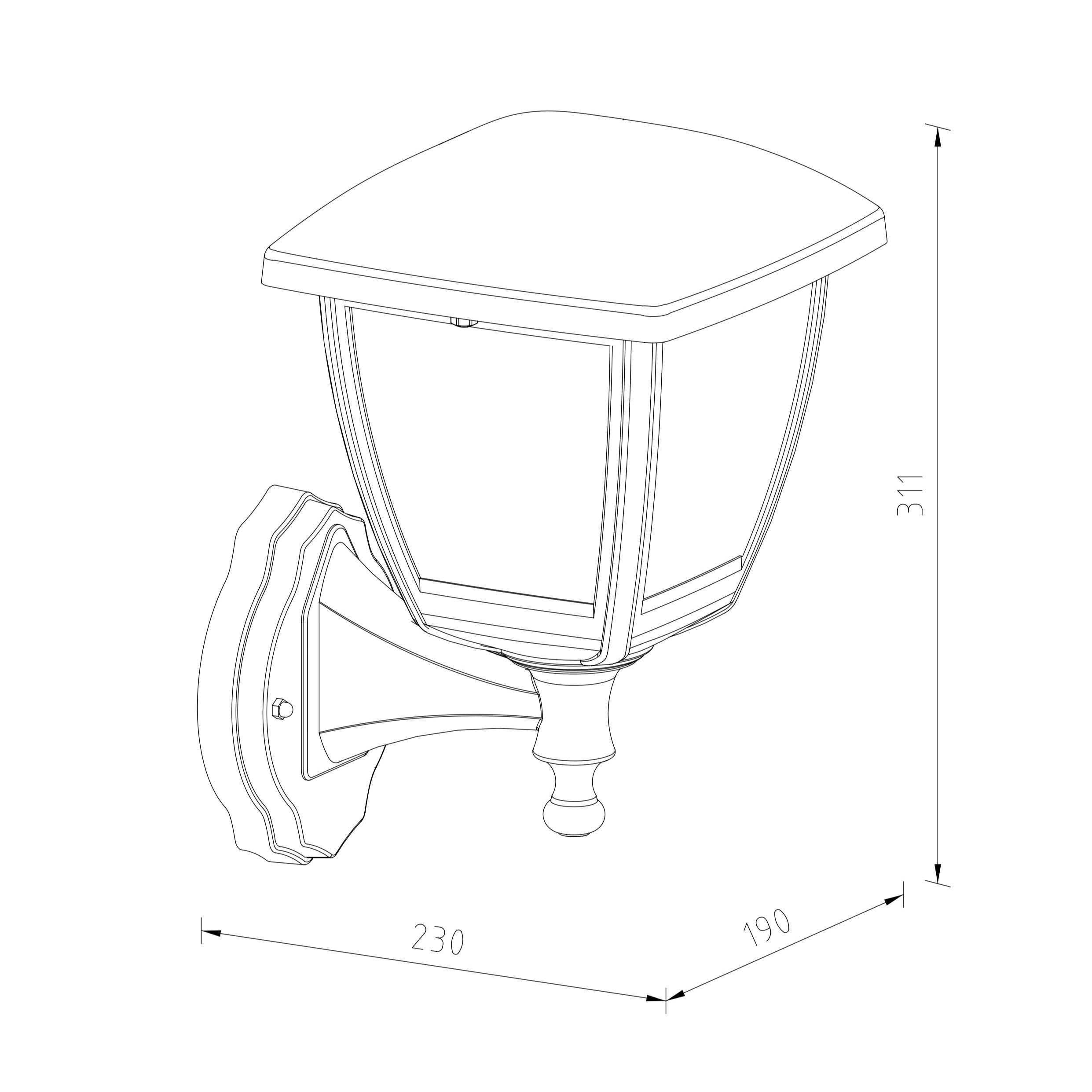 CGC NOVA Large Black Outdoor Wall Lantern Light with Clear Diffuser IP44 Polycarbonate Coastal