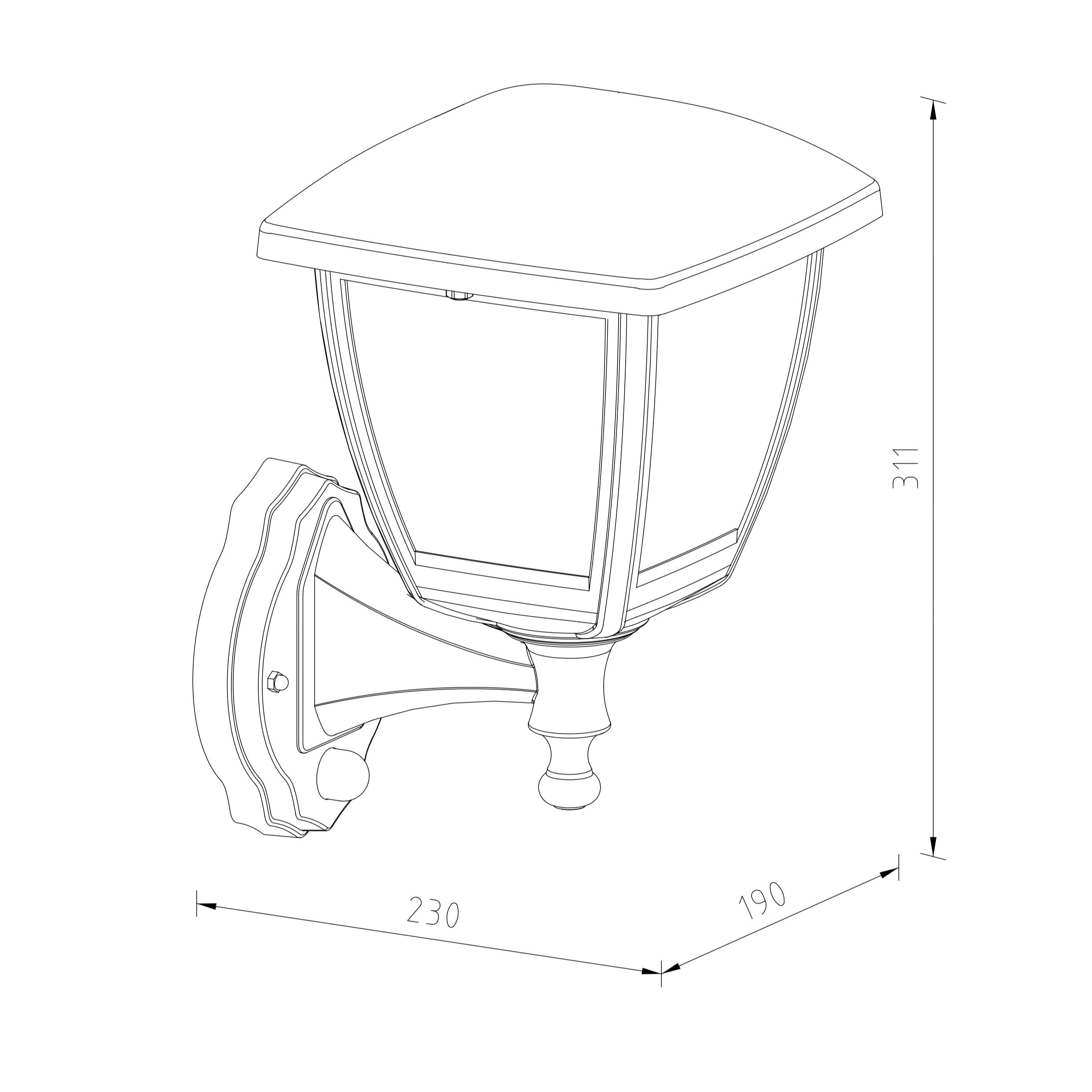 CGC NOVA Large Black Outdoor Wall Lantern Light PIR Motion Sensor with Clear Diffuser IP44 Polycarbonate Coastal