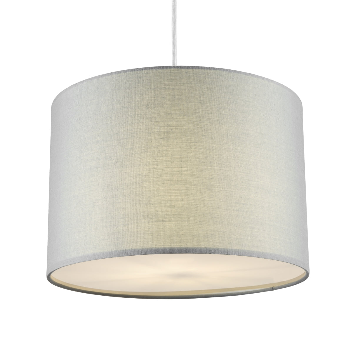 The Lucia is a modern cylinder drum shaped lamp shade in a luxury cotton finish and opal diffuser. This fantastic shade can double up as either a ceiling pendant light shade or table lampshade. Easily fits to your standard ceiling light fitting- no wiring required.