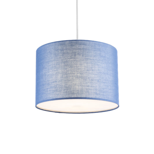 The Lucia is a modern cylinder drum shaped lamp shade in a luxury cotton finish and white opal diffuser. This fantastic shade can double up as either a ceiling pendant light shade or table lampshade. Easily fits to your standard ceiling light socket - no wiring required.