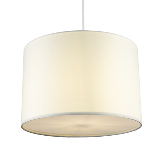 The Lucia is a modern cylinder drum shaped lamp shade in a luxury cotton finish and opal diffuser. This fantastic shade can double up as either a ceiling pendant light shade or table lampshade. Easily fits to your standard ceiling light socket - no wiring required.