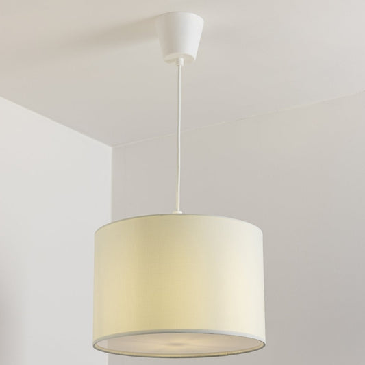 The Lucia is a modern cylinder drum shaped lamp shade in a luxury cotton finish and opal diffuser. This fantastic shade can double up as either a ceiling pendant light shade or table lampshade. Easily fits to your standard ceiling light socket - no wiring required.