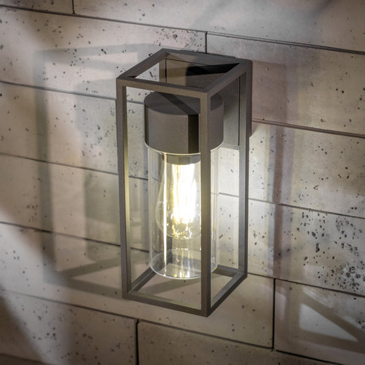 If you’re looking for a modern take on a traditional outdoor wall light, this anthracite wall light is perfect for adding style and protection for your home. This classic design with a contemporary twist, styled with a metal cuboid shape and fitted with a cylinder diffuser that allow the light to shine effectively. 