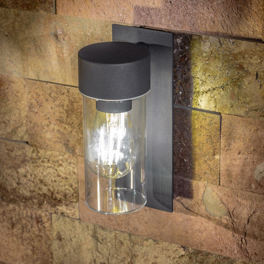 CGC ERIN Anthracite Grey E27 Outdoor Wall Light Lantern Clear Diffuser IP54