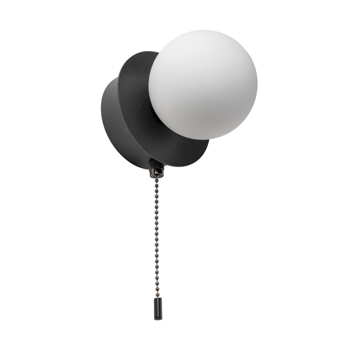 CGC MACIE Black & White Opal Globe LED Rechargeable Magnetic USB Reading Bedside Wall Light Pull Cord Switch