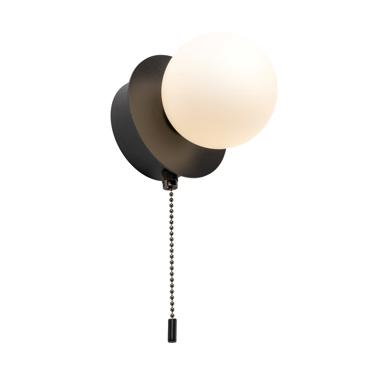 CGC MACIE Black & White Opal Globe LED Rechargeable Magnetic USB Reading Bedside Wall Light Pull Cord Switch