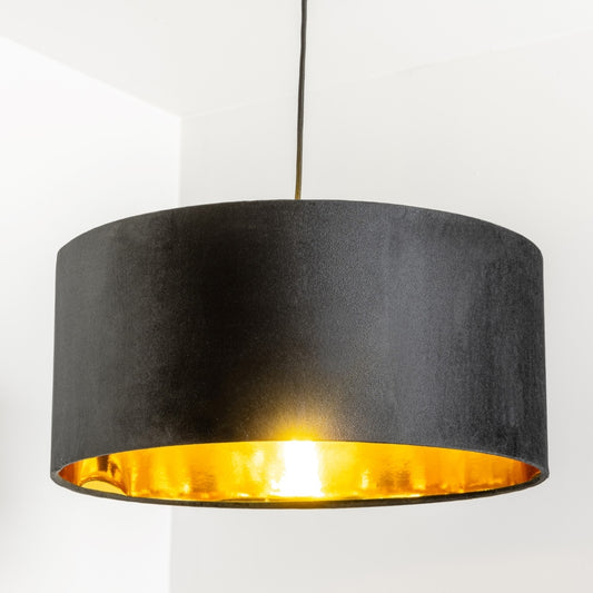 CGC MILANO Black & Gold Large Oversized Velvet Fabric Lamp Shade