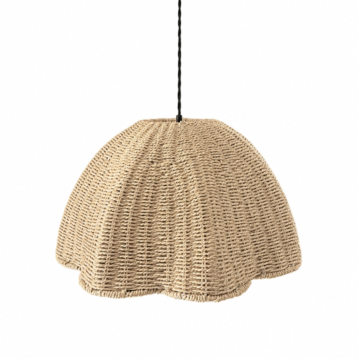 CGC Valeria 50cm Large Paper Rattan Scallop Dome Lampshade